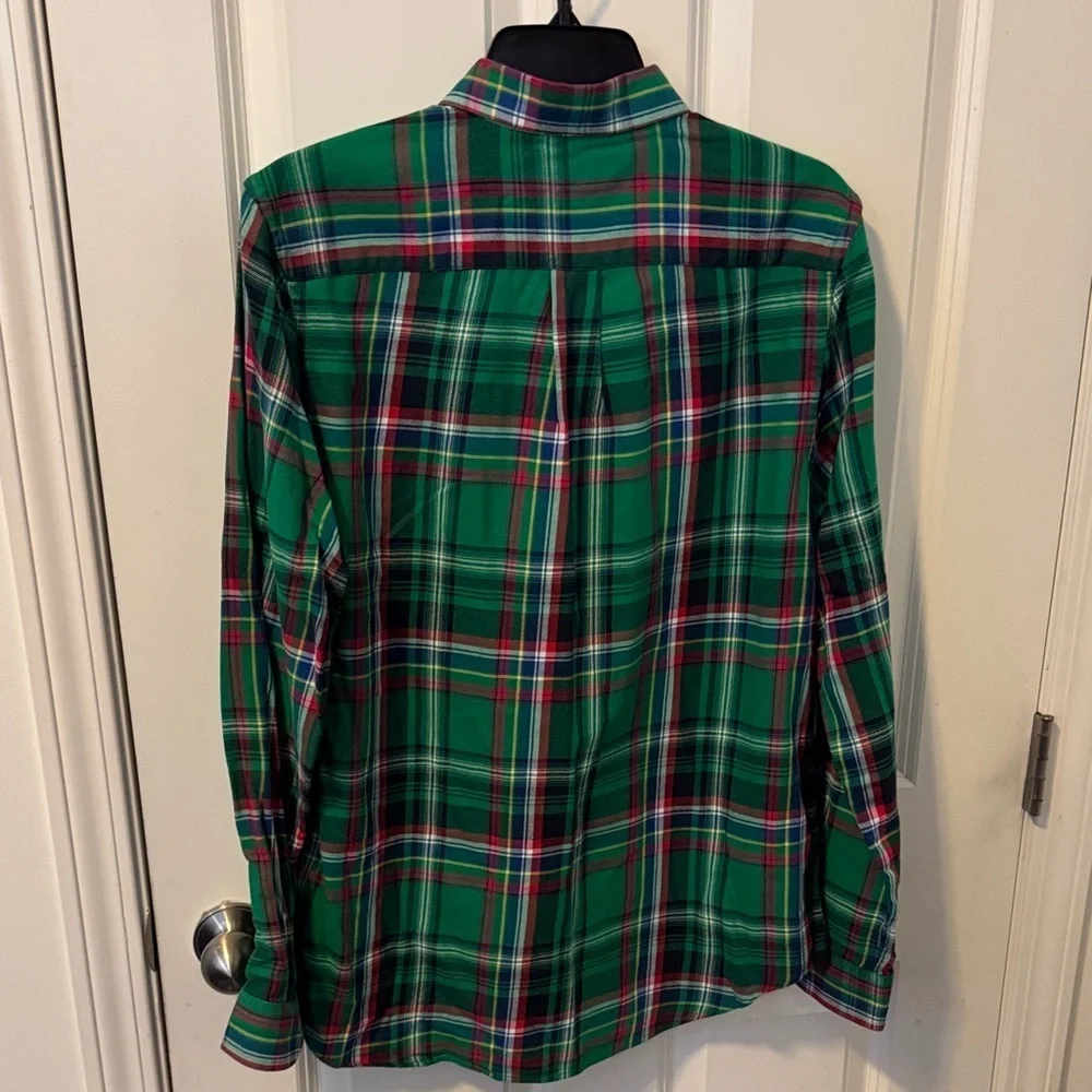 Ralph Lauren Green Plaid Button-Down with Red and Navy Accents